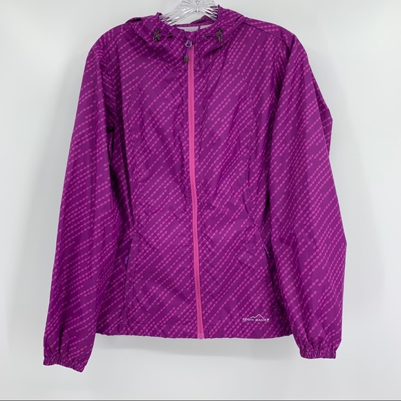 LOWEST Eddie Bauer Windbreaker Rain Jacket Coat Hoodie Full Zip Purple Size XS - Picture 1 of 6
